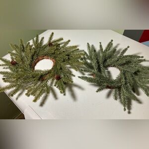 Set of Two 12” Pine Plastic Candle Ring   New